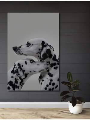 Dalmations Sanatçı Ikili Yağlı Boya Görünümlü Ahşap Dekoratif Ev,antre,salon,ofis,mutfak Tablo
