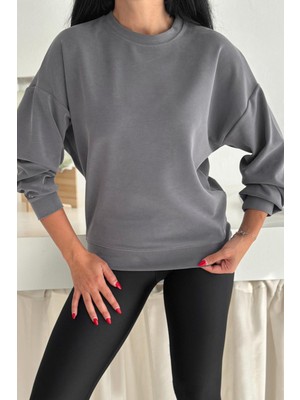 Balenbi Premium Modal Kumaş Bisiklet Yaka Kadın Sweatshirt 1124