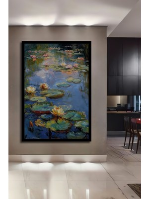 Su Safası Nilüfer Yağlı Boya Görünümlü Antre,salon,ofis,mutfak,yatak Odası Tablo Çerçeve Görünümlü
