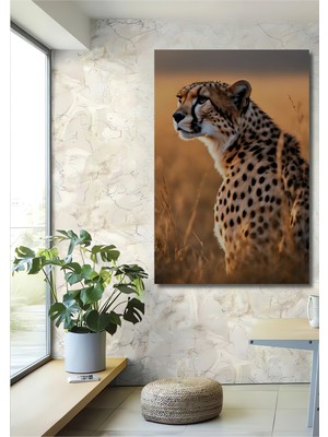 Cheetah Yağlı Boya Görünümlü Ahşap Dekoratif Ev,antre,salon,ofis,mutfak,yatak Odası Tablo