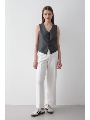 Jaste Kadın Astarlı Düğme Detaylı Yelek ANTRASİT