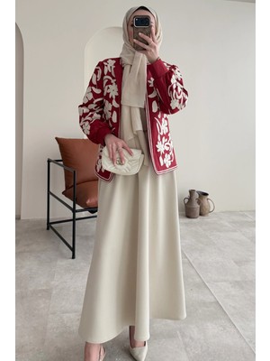 Tesettür Diyarı Scuba Beli Lastikli Tesettür Etek- Taş