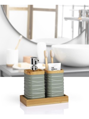 Okyanus Home Yeşil Bambulu Sıvı Sabunluk ve Diş Fırçalık Seti