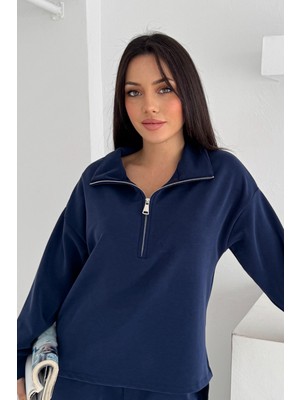Balenbi Premium Modal Kumaş Yarım Fermuar Kadın Sweatshirt 1114
