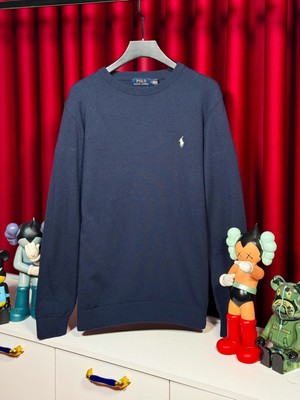 Polo Ralph Lauren Ithal Erkek Logo Detaylı Lacivert Triko Kazak