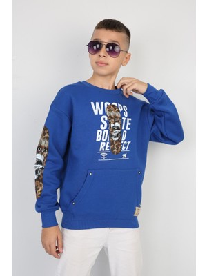 Moresun Üç Iplik Şardonlu Baskılı Kanguru Cepli Erkek Çocuk Günlük Sweatshirt