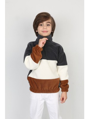 Moresun Full Polar Kumaş Yarım Fermuarlı Garnili Erkek Çocuk Günlük Sweatshirt