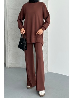 Feela Moda Kadın Modal Penye Oversize Tesettür Tunik Takım 2020