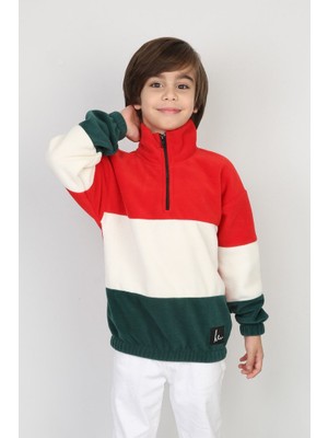 Moresun Full Polar Kumaş Yarım Fermuarlı Garnili Erkek Çocuk Günlük Sweatshirt