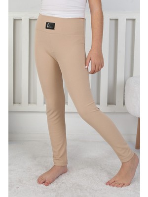 Moresun Şardonlu Fitilli Kumaş Arma Detaylı Kız Çocuk Günlük Tayt