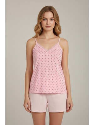 Jenika Desenli Pamuklu Ip Askılı Atlet - Zarif Dantel Yaka