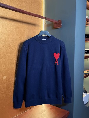 Ami Paris Nakış Kalp Logo Detaylı Erkek Kazak