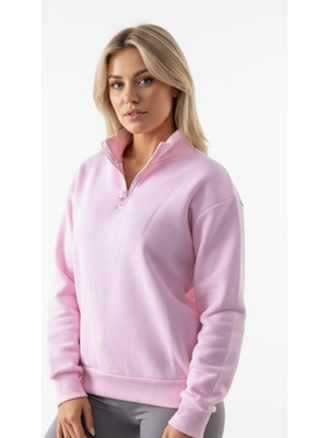 Balenbi Kadın 3 Iplik Içi Polarlı Yarım Fermuarlı Oversize Sweatshirt 1112