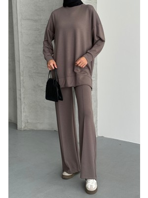 Feela Moda Kadın Modal Penye Oversize Tesettür Tunik Takım 2020