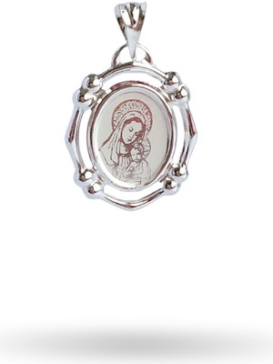 925 Ayar Gümüş Maria Isa Madalyon Haç Tasarım Kolye Ucu