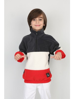 Moresun Full Polar Kumaş Yarım Fermuarlı Garnili Erkek Çocuk Günlük Sweatshirt