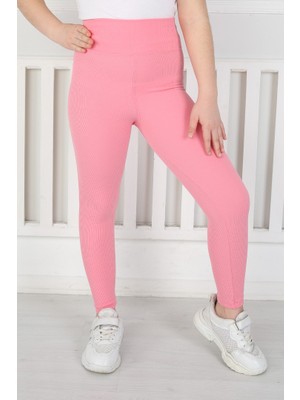 Moresun Dar Paça Birinci Kalite Fitilli Kumaş Pembe Kız Çocuk Günlük Tayt