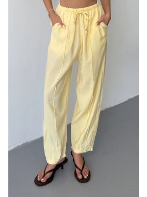 Feela Moda Kadın Modal Cupra Beli Lastikli Çımalı Şalvar Pantolon 2019