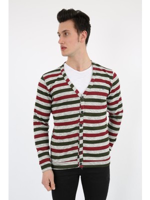 Moresun Düğmeli Çizgili Erkek Günlük Hırka