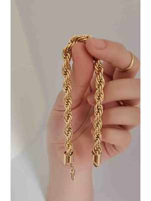 Xuping Jewelry Kalın Örgü Zincir Gold Kadın Bileklik – Modern & Şık