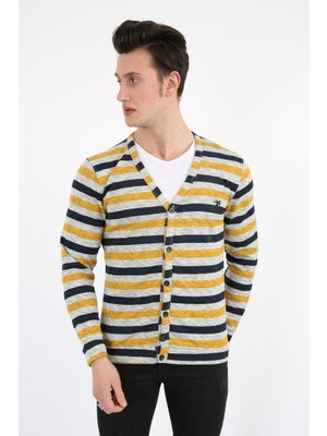 Moresun Düğmeli Çizgili Erkek Günlük Hırka