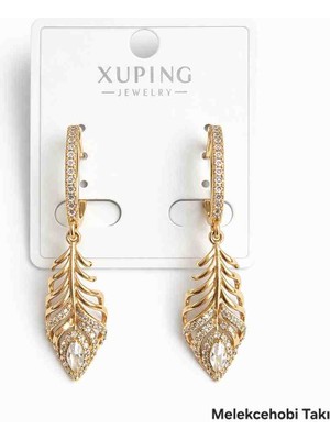 Xuping Jewelry Xuping Zirkon Taşlı Yaprak Form Uzun Sallantılı Kadın Küpe