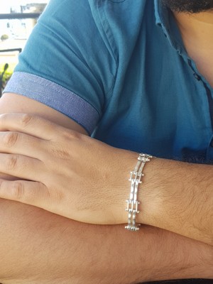 Canka Menteşeli Erkek Gümüş Bileklik