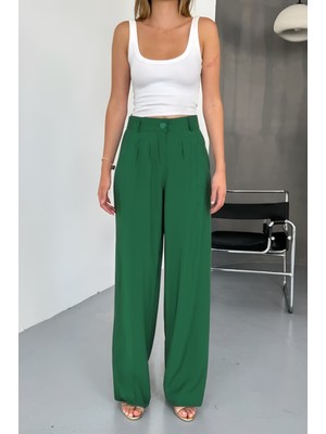 Feela Moda Kadın Modal Cupra Dokuma Pileli Palazzo Pantolon 2022