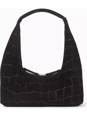 Marge Sherwood Süet Küçük Hobo Omuz Çantası, Minimal & Şık, Timsah Derisi Desenli