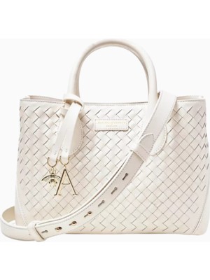 Aspinal Of London Midi London Beyaz Woven Deri Tote Çanta, Şık ve Fonksiyonel Tasarım