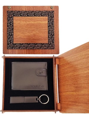 Ayder Timya Ahşap Kutulu Cüzdan ve Mat Siyah Anahtarlık TG/TMYA1395 207221