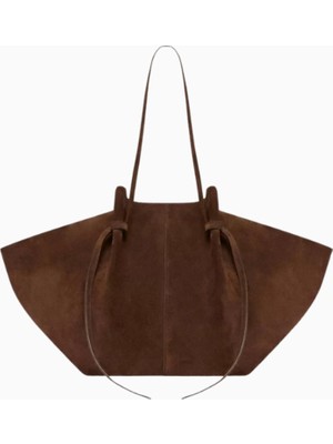 Yuzefi Large Mochi Kahverengi, Süet Lüks Geniş Tote Omuz Çantası