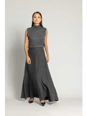 Nisan Triko Volanlı Triko Etek