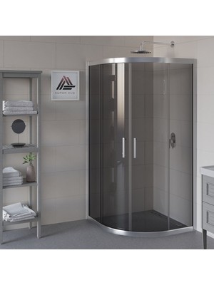 Kupon Duş ve Banyo Sistemleri Vesta D300 Oval Duşakabin Parlak Profil Füme Cam H: 190 cm