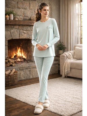 Aydoğan Kadın Uzun Kol Pijama Takımı 40031 MINT02