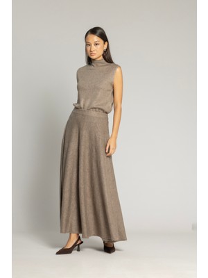 Nisan Triko Volanlı Triko Etek