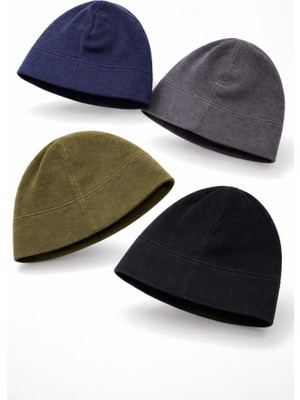 Erkek Single Sword Çift Kat Polar Kışlık Soğuktan Koruyucu Bere 4 Lü