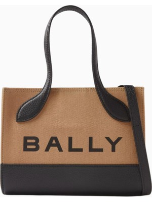 Bally Xs Bar Keep On Pamuk ve Deri Detaylı, Zarif ve Lüks Kompakt Tote Çanta