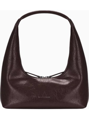 Marge Sherwood Koyu Kahverengi Hobo Omuz Çantası, Parlak Deri ve 1990’LAR Ilhamlı Minimalist Tasarım