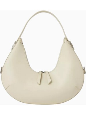 Small Toni Hobo Omuz Çantası Beyaz Deri, Minimal ve Şık Kore Tasarımı