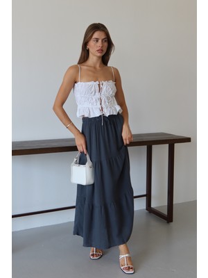 Balenbi Kadın Basic Beli Bağcıklı Müslin Etek 1104