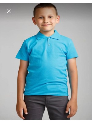 Ümitteks İş Ve Okul Kıyafetleri Açık Turkuaz Penye Okul Lakostu Unısex Çocuk Giyim Unısex Konpak Penye Yakalı Okul Tşörtü