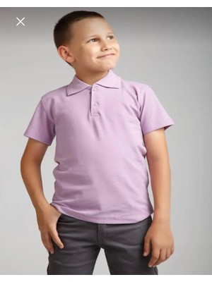 Ümitteks İş Ve Okul Kıyafetleri Unısex Penye Polo Yaka Lila Kısa Kollu Okul Tişörtü
