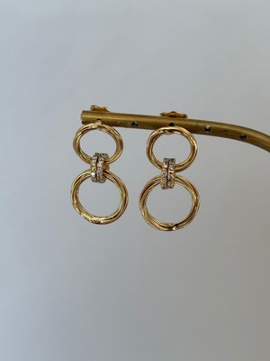 Marsel Yuvarlak Taşlı 14K Xp Gold Sallantılı Küpe