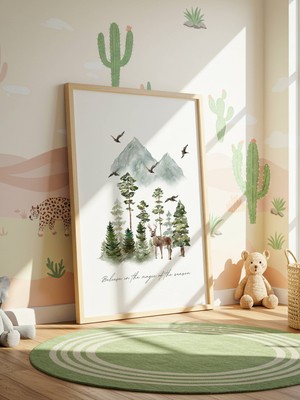 Fuart.Co Ormanda Ceylan Dijital Baskı Çocuk Odası Posteri (Çerçevesiz) DAFU