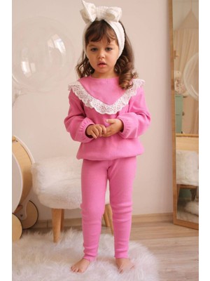 Moresun Kaşkorse Kumaş Güpürlü Günlük Kız Çocuk Takım