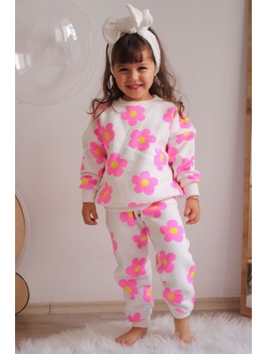 Moresun Üç Iplik Şardonlu Papatya Baskılı Kız Çocuk Günlük Takım