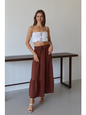 Balenbi Kadın Basic Beli Bağcıklı Müslin Etek 1104