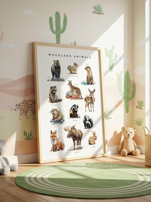 Fuart.Co Vahşi Orman Dijital Baskı Çocuk Odası Posteri (Çerçevesiz) DAFU