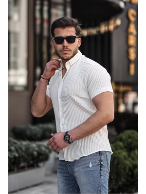 Comstar Erkek Kendinden Çizgi Desenli Gömlek